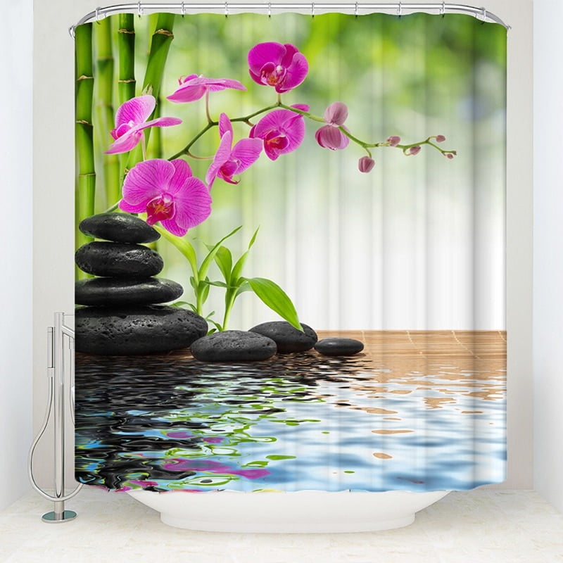 Fabric Shower Curtain Spa Decor by, Mildew Resistant Bathroom Zen