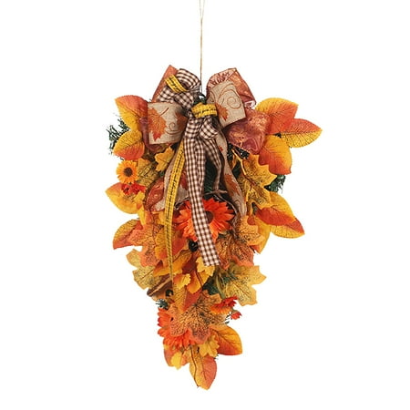 

Thanksgiving Decoration News Door Hanging Maple Leaf Sunflower Autumn Front Door Decoration Simulation Garland Pendant Simulation Maple Thanksgiving Upside Down Tree Garland