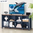 thumbnail image 3 of Joaxswe 8 Cube 2-Tier Open Wooden Bookshelf Toy Storage Organizer, Blue Console Closet Bookshelf, Hallway TV Stand for Entryway, 3 of 9