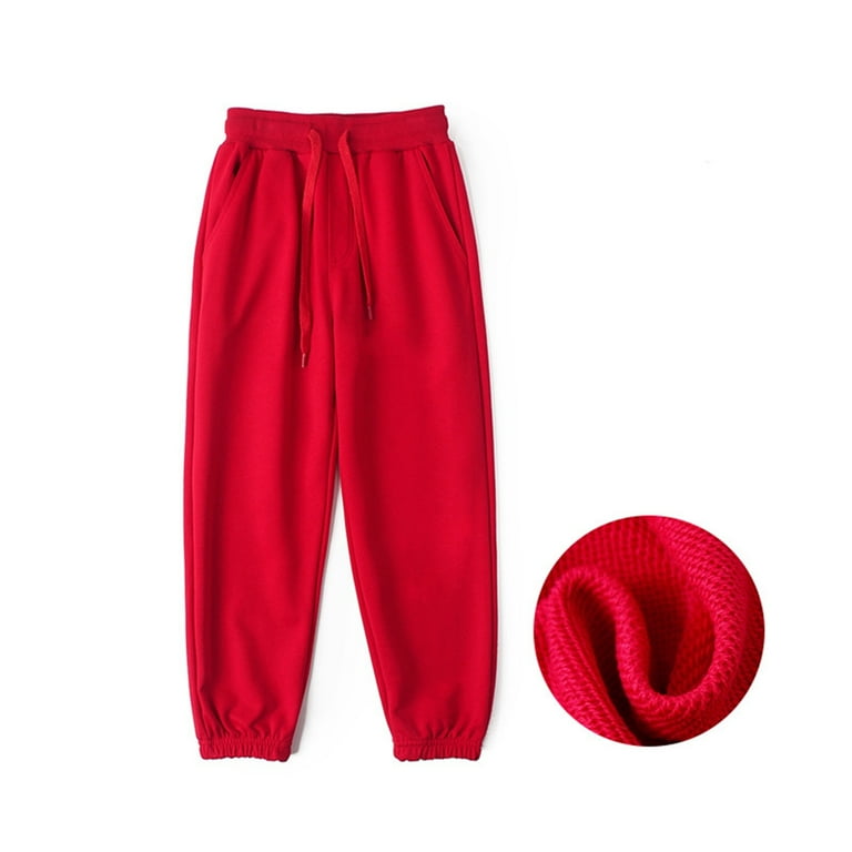 Plain red joggers sale