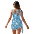thumbnail image 3 of SEANATIVE Girls Swimsuits One-Piece Bathing Suit with Mesh Cover Up Skirt Lightweight Soft Swimwear Cut Out Design Beachwear with Adjustable Strap, Size 13-14, Sea Turtle Starfish Blue, 3 of 7