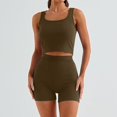 thumbnail image 2 of Women's 2025 Summer Two Piece Outfit Matching Lounge Crop Top High Waisted Shorts Sleeveless Bodycon Active Set, 2 of 7