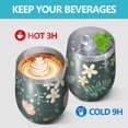 thumbnail image 4 of Floral 12oz Stainless Steel Insulated Wine Tumbler with Lid and Straw – Double Wall Vacuum Mug for Hot & Cold Drinks, 304 Steel Interior, Sweat-Free Design,Thanksgiving,Christmas, Spring,Flower, 4 of 5