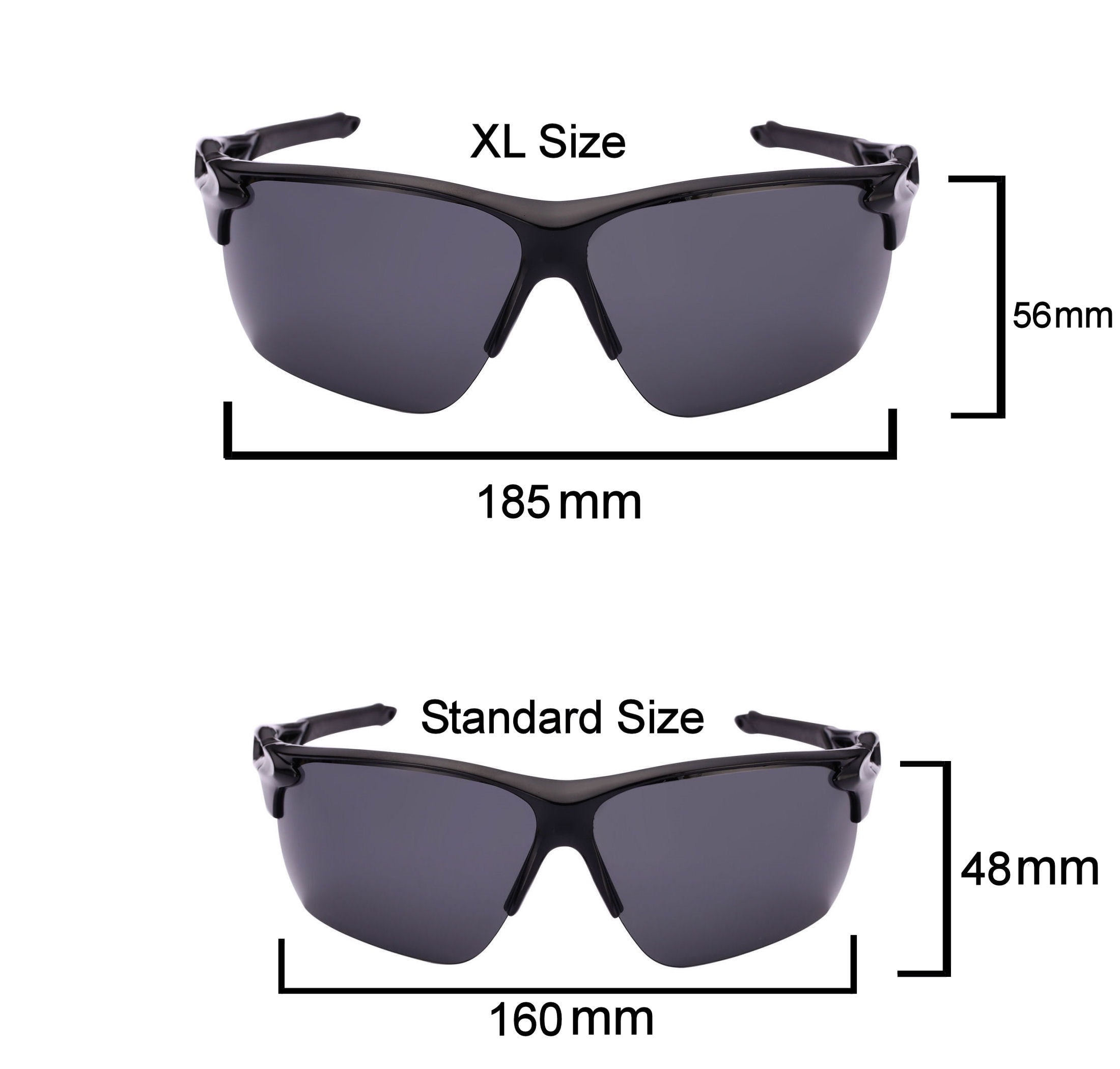 2 Pair of Extra Large Polarized Sport Wrap Sunglasses for Men with Big Heads