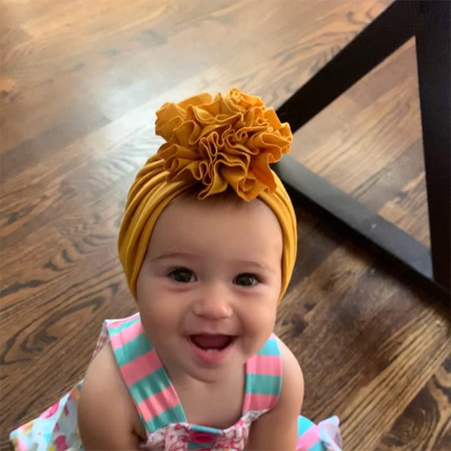 Baby Large Flower Knot Donut Bow Beanie Turban Hat Cap Muslim Bonnet Headwrap