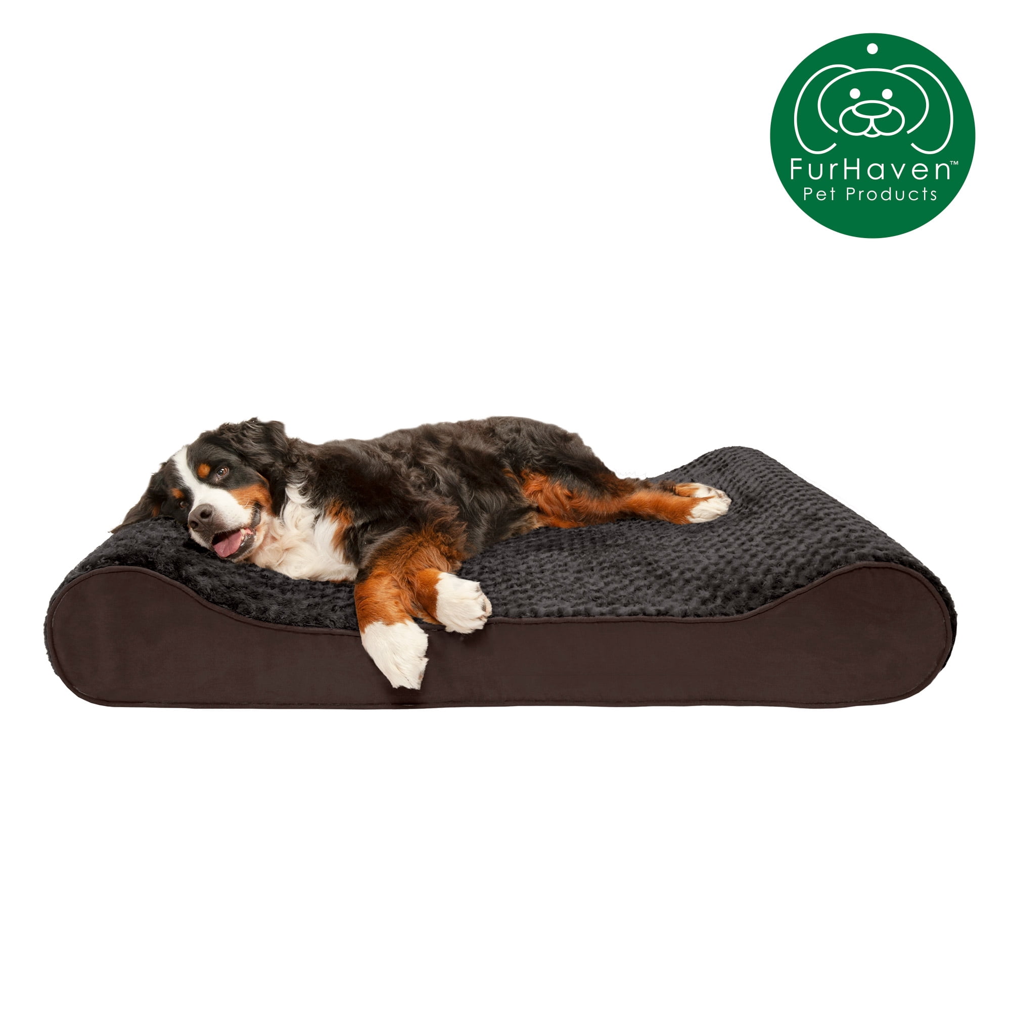 FurHaven Ultra Plush & Suede Gel-Top Luxe Lounger, Chocolate, Giant, 1 Count