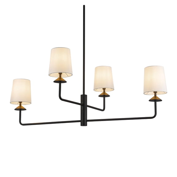 Alora Lighting Ch497445 Bridgette 4 Light 44" Wide Chandelier - Matte Black / White Linen