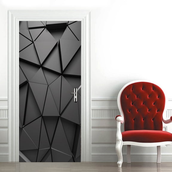 2PCS Door Stickers Decals,Self-Adhesive Waterproof Removable Door Murals Wallpaper, PVC Geometric Decorative Door Sticker for Bedroom Livingroom Bathroom Door Decal Decoration