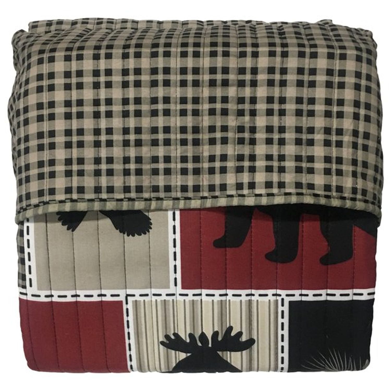 Virah Bella Lodge Life Moose Patchwork Rustic Quilt & Sham Set, Twin Bed 2 Piece