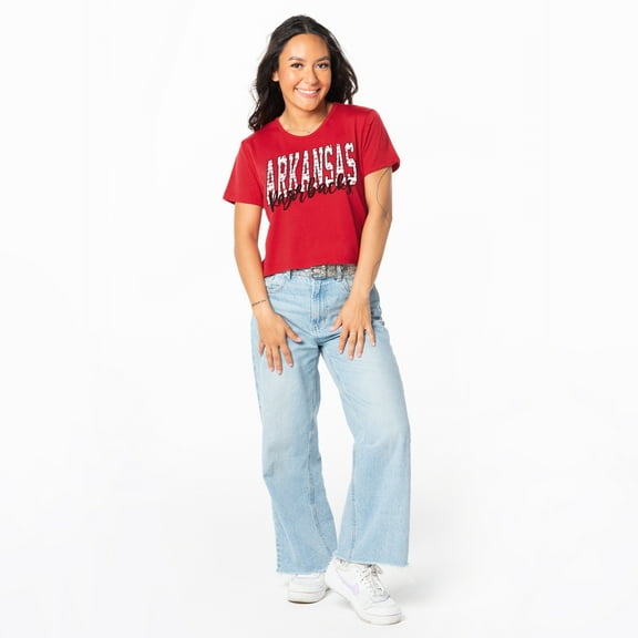 Women's ZooZatz Cardinal Arkansas Razorbacks Cropped T-Shirt