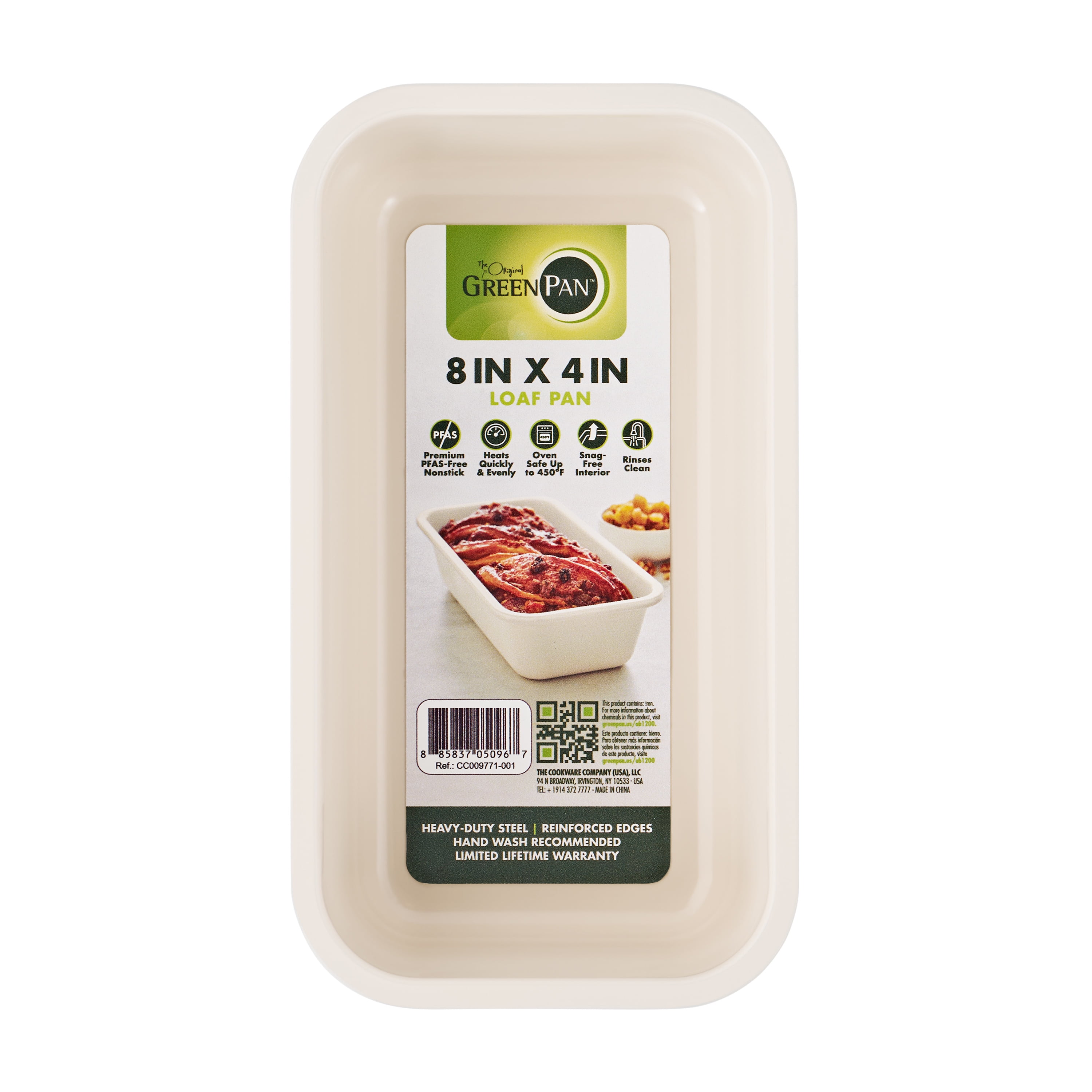 GreenPan 9" Ceramic Nonstick Loaf Pan, Non-Toxic, Easy Release, Cream