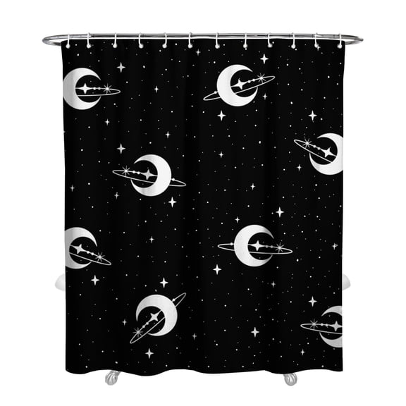 Gothic Shower Curtain Set - Dark Celestial Moon & Star Print, Mystical Cosmic Bath Decor, Waterproof Polyester 72"x84", Goth Aesthetic Gift