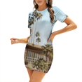 thumbnail image 1 of Robe d'Été à Palm Springs Col Carré Robe d'Été Douce Femme Élégante Imprimé Halter Palm Springs Mi-Longue, 1 of 5