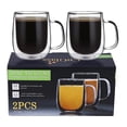 thumbnail image 6 of CnGlass Glass Coffee Mugs 12oz, Double Wall Insulated Mug Set with Handle, Clear Glass Cappuccino Mugs for Hot and Cold Beverages, Set of 2, 6 of 6