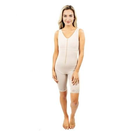 

Compression Body Shaper Garment with Bra Top Mid-Thigh Length by ContourMD (Beige-S)