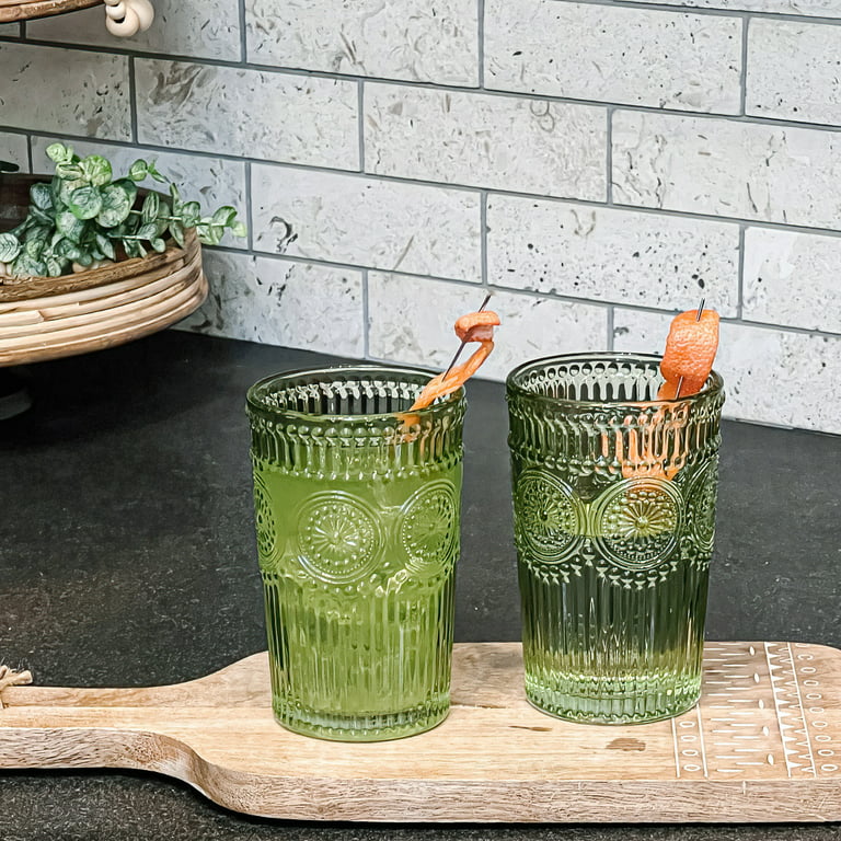 Elle Decor Double Wall Glass Cups, Set of 2, 10 oz Bubble Iced Coffee  Glasses, Drinking Tumbler For Iced Tea, Juice, Or Cocktails, Green