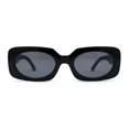 thumbnail image 2 of Womens Mod Chunky Plastic Rectangle Oval Lens Minimal Sunglasses All Black, 2 of 4