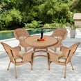 thumbnail image 3 of Jeco 5 Piece Wicker Patio Dining Set in Honey and Tan, 3 of 10