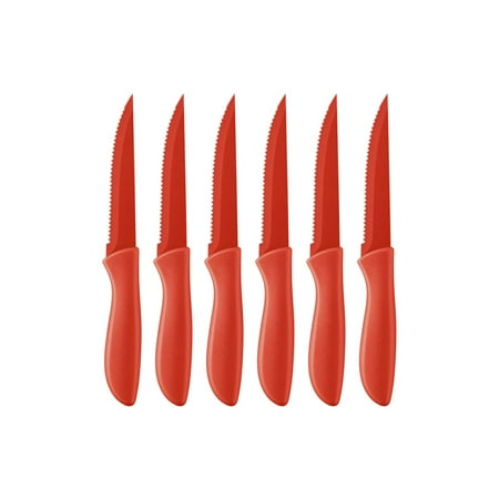 Wallace Rose Dinner Knife - Cuisinart 6 Piece Ceramic Coated Stainless Steel Dinner Steak Knife Set, Red
