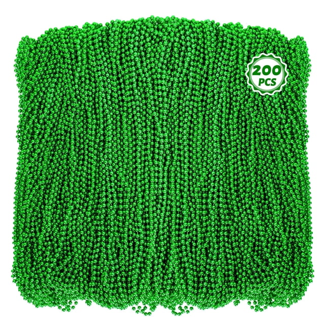 Collares de abalorios Huskein para el Día de San Patricio, 200 cuentas verdes x 33 cm