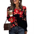 thumbnail image 2 of CLOISE Cute Tops for Women Trendy Crew Neck Shirt Graphic Long Sleeve Pullover Cute Fall Winter Clothes Black L, 2 of 6
