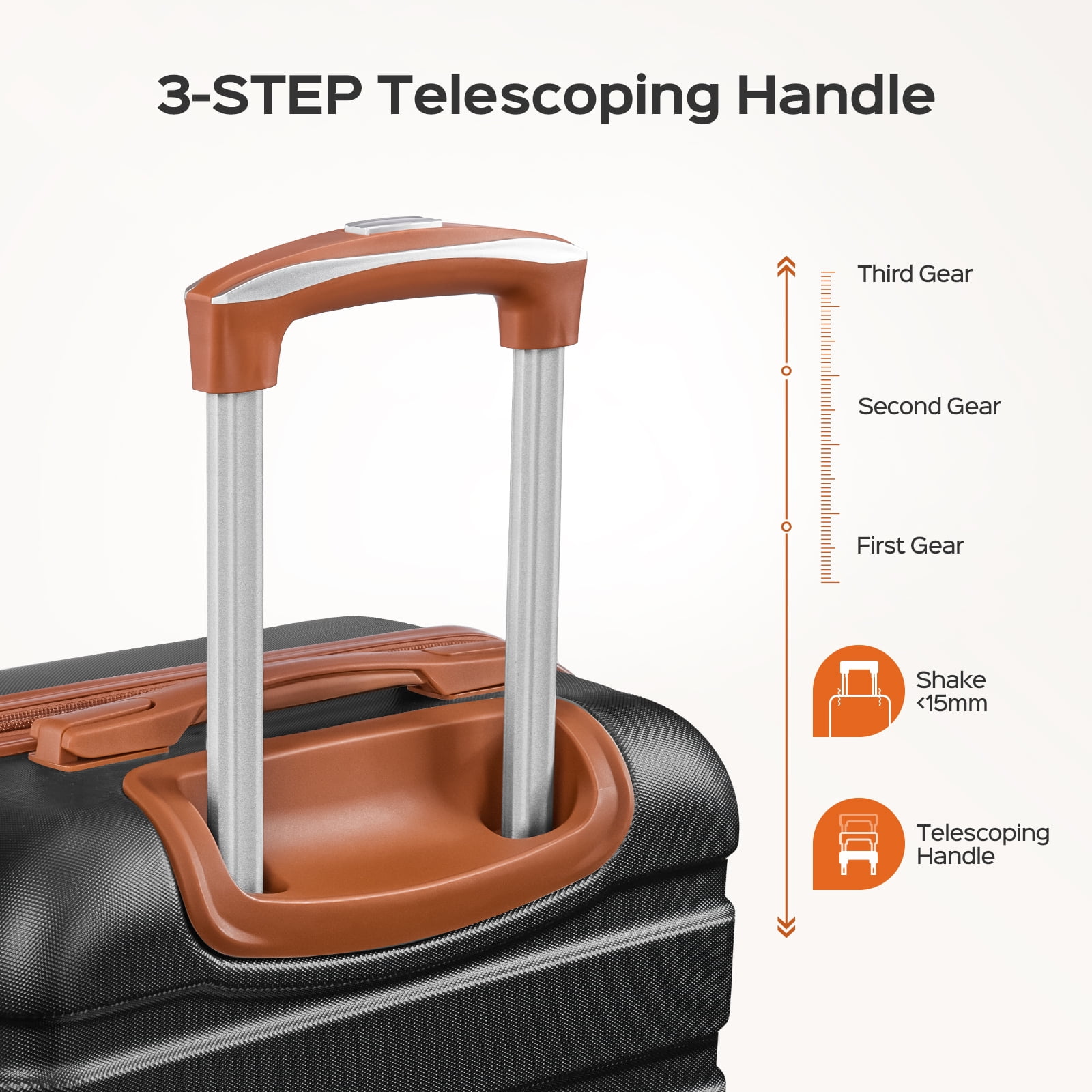 3 Piece Luggage Sets Hard Shell Suitcase Set with Spinner Wheels for Travel Trips Business 20" 24" 28", Black Tan  (图4)