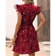 thumbnail image 5 of Vestido Corto de Verano Cintura Cinchado Gran Impresión de Flores sin Mangas, Vestido de Verano Sexy Y Informal, 5 of 7