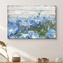 PixonSign Canvas Print Wall Art Blue and White Flower Field Botanical Wilderness Illustrations Modern Art Glam Portrait Colorful Multicolor Ultra for Living Room, Bedroom, Office - 16x24