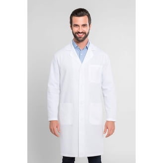 DR Instruments Snap Closure Knee Length Lab Coat, 100% Cotton