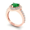 thumbnail image 2 of 2.03 ctw with Simulated Diamond Halo Accents Anniversary Ring for Women | Heart Cut Simulated Emerald | Hyperallergenic Solid 18K Rose Gold, 2 of 5