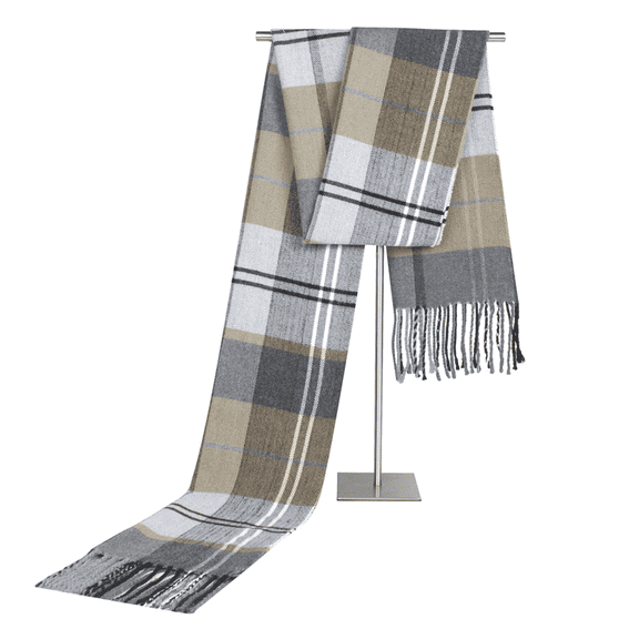 TELOLY Scarf for Men,Fringe Detail Mens Scarf Winter,Comfortable Wrap Plaid Scarf,Multicolor-2