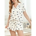 thumbnail image 6 of Jusfitsu Soft Pajama Set for Women Two Piece Sleepwear Ruffled Pajamas Button Down Pj Set with Shorts, 6 of 7