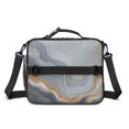 thumbnail image 2 of Grey and Gold Marble Pattern Insulated Lunch Bag with Shoulder Strap and Bottle Holder,Bento School Lunch Bag Box,11x9.5x3.5 Inches, 2 of 5