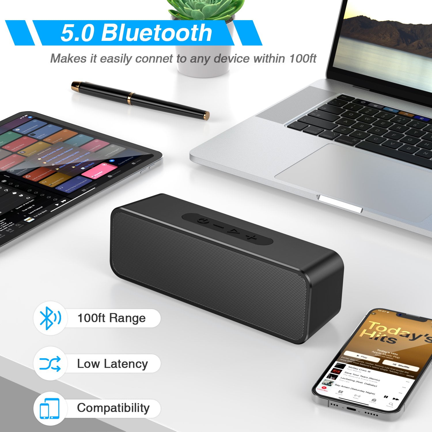 HL Bluetooth Speakers, 20W IPX7 Waterproof Speaker Wireless Bluetooth-V5.0, HiFi Stereo Sound, 1000mins Playtime, Portable Speaker for Home, Outdoor, Party