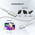 thumbnail image 3 of iHome Fabric Braided Lightning to USB Cable, White, 6', 3 of 9