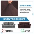 thumbnail image 7 of H.VERSAILTEX 3-Piece Velvet T Cushion Loveseat Slipcover, Stretch 2 Cushion Sofa Cover with 2 Separate T Cushion Covers, Non-Slip Furniture Protector, Brown, 7 of 7
