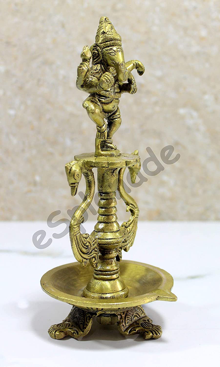 Brass Deepam Brass Diya Oil Lamp ESPLANADE Dancing Ganesha Kuthu Vilakku Brass Diya Brass Lamps Lamps for Home and Office. Oil Lamp Home Decor 