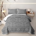 thumbnail image 2 of Homewish Boho Sun Moon Quilt Full, Victorian Damask Aztec Full Bedspread Sets, Gray, 3pcs 1 Coverlet and 2 Pillowcases, 2 of 7