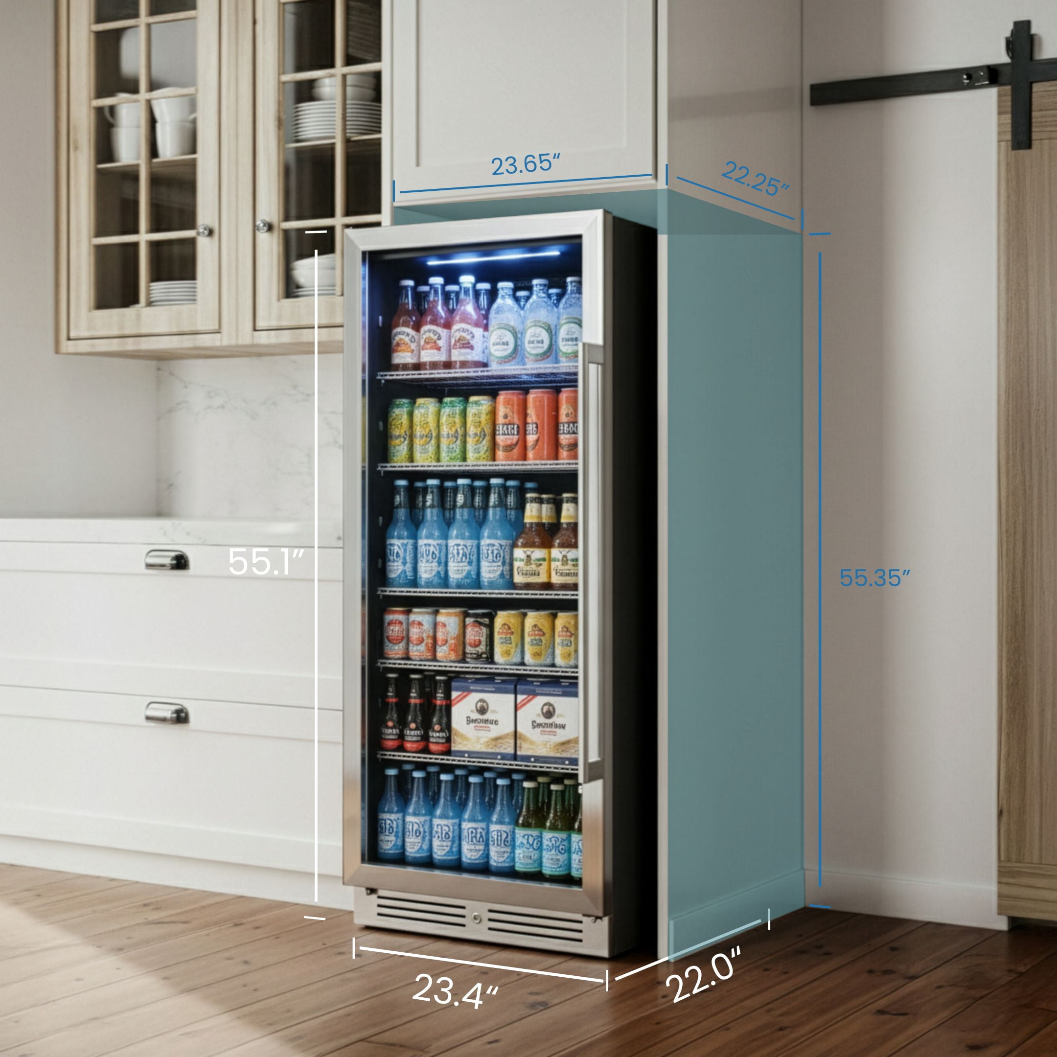 Yeego 238 Cans Beverage Refrigerator,275L Beverage Cooler with Glass Door for Home Bar