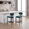 thumbnail image 3 of Set of 2 Modern Upholstered Fabric Counter Height Bar Stools 26 Inch Black Metal Legs for Dining Room Kitchen Island Bar，Antique Green, 3 of 16