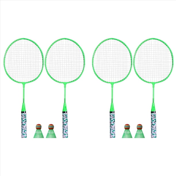 4X Raquetas de Bádminton para Niños, Juego de Deportes de Raqueta de Volantes con 4 Pelotas para Niños, Jugadores, Interior, Exterior, Deporte, Verde