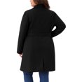 thumbnail image 3 of Agnes Orinda Women's Plus Size Winter Coats Single Breasted Lapel Belted Midi Pea Coats with Pocket 2X Black, 3 of 6