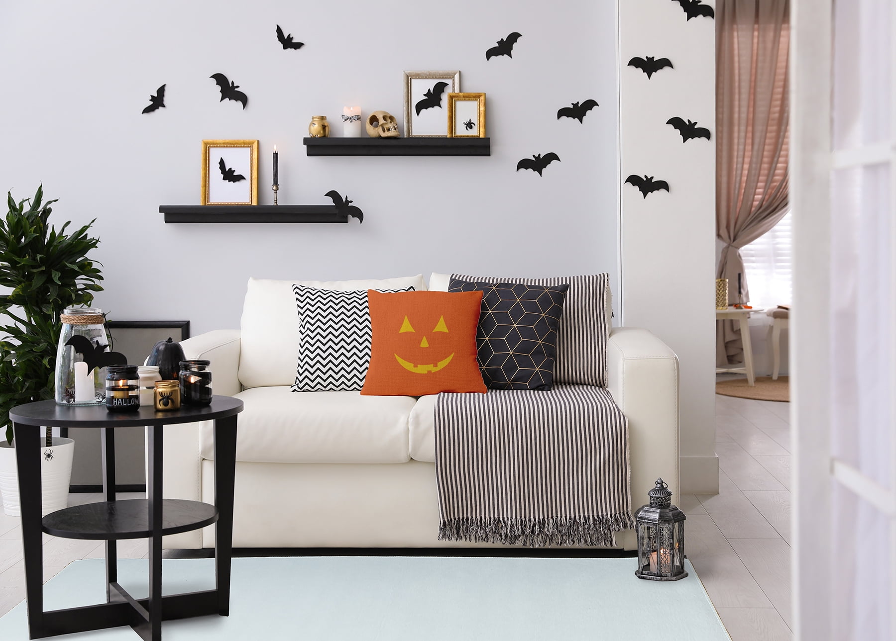 20" x 20" Simply Daisy Halloween JackoLantern Polyester Accent Pillow, Nutmeg Qty 1