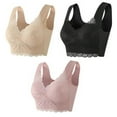 thumbnail image 3 of Lovzfmll Oversized Bras for Women! Bras for Women Wirefree - Wireless Bra, Everyday Bras, Bras for Women No Underwire 3PC (Pink & Beige & Black) M, 3 of 6