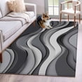 thumbnail image 3 of Black Gray Area&nbsp;Rug 4x6ft Gradient Ocean Wave Modern Abstract Geometric Non-Slip&nbsp;Washable Square&nbsp;Rugs Soft Felt Indoor Floor Mat for Bedroom Kitchen Living Room Bathroom, 3 of 9