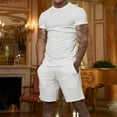 thumbnail image 3 of Stamzod Men Sets Outfits 2 Piece Shorts Fashion Short-sleeved Shorts Two-piece Sports And Leisure Suit White XXXL, 3 of 8