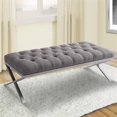 thumbnail image 2 of Hawthorne Collections 18" Modern Stainless Steel Bedroom Bench in Gray, 2 of 5