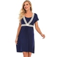 thumbnail image 2 of FEREMO Women's Nursing Nightgown Round Neck Sleepshirts Short Sleeve Night Dress Soft Sleepwear for Breastfeeding, 2 of 5