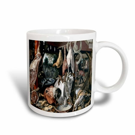- 3dRose Butchers Stall by Pieter Aertsen Butcher Shop Scene in 1551, Ceramic Mug, 11-ounce