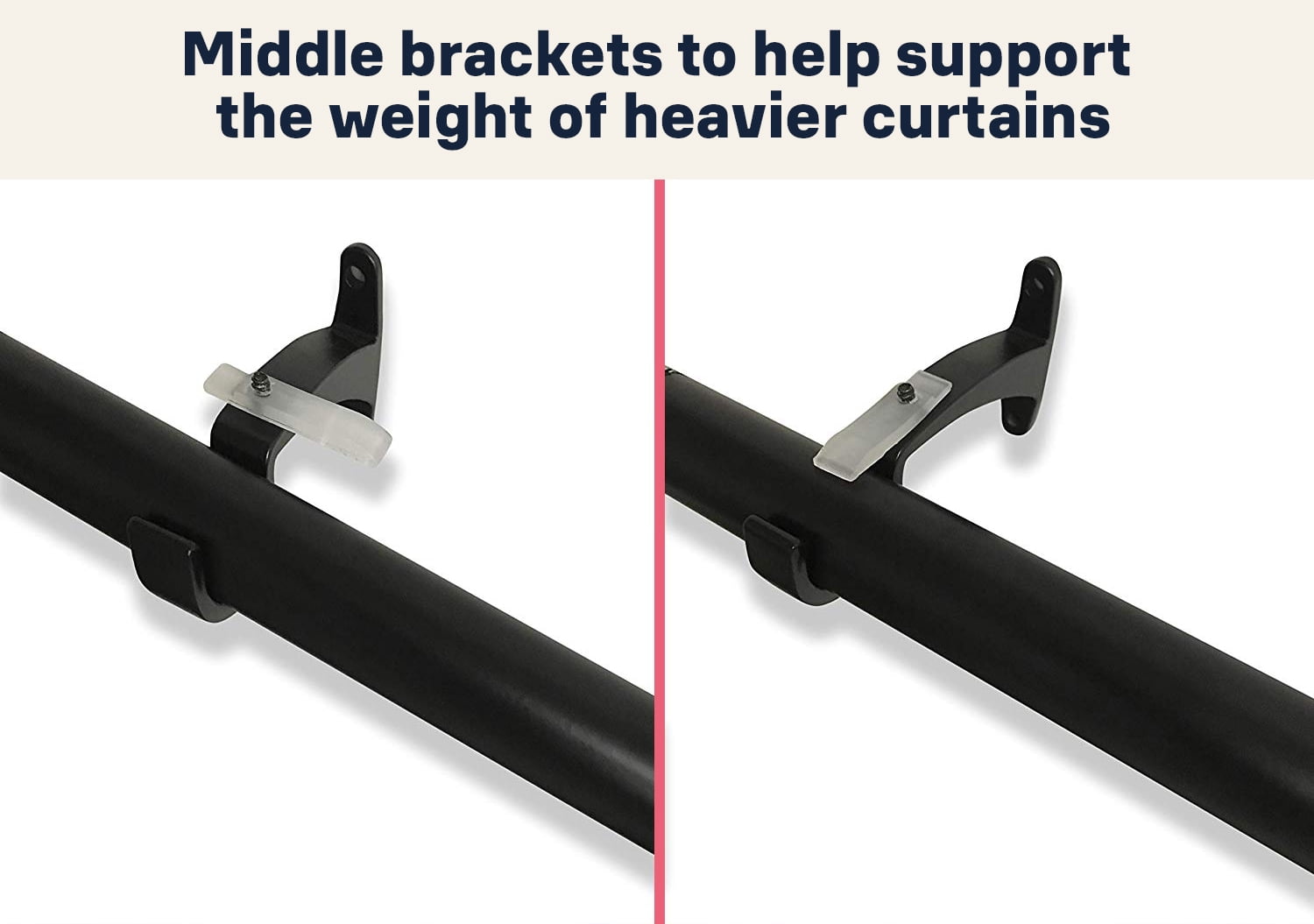 THD Wrap Around Room Darkening Grommet Curtain Rod & Bracket Set - Adjustable Telescoping Curtain Rod - Sturdy Rustproof Pipe 1" Diameter for Heavier Blackout Drapes - 48" to 86" Inch - Matte Black